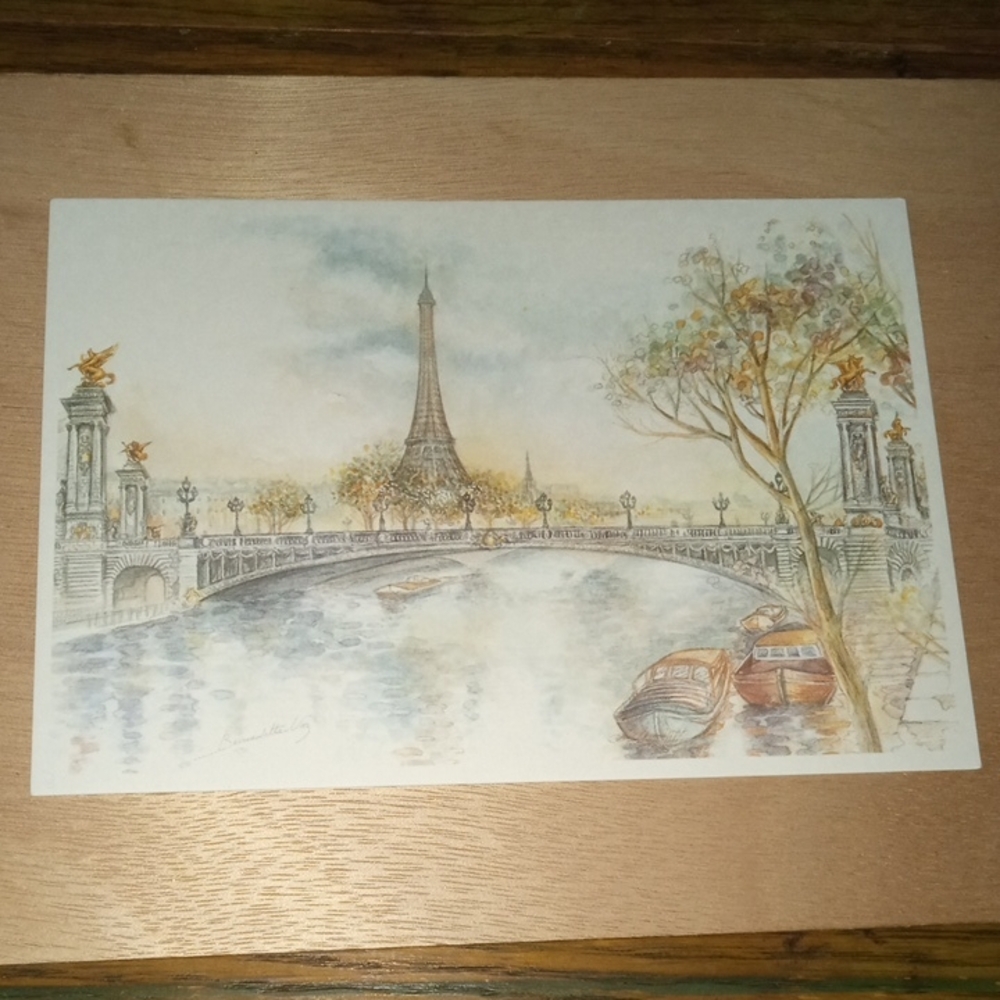 Elegant Parisian Bridge And Eiffel Tower Vgt Postcard
